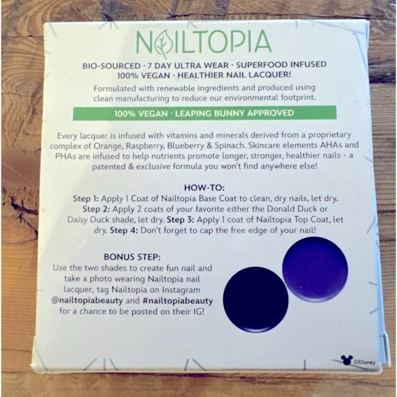Nailtopia:Disney 100 Vegan Nail Lacquer Kit Featuring DONALD DUCK & DAISY DUCK - Picture 2 of 2